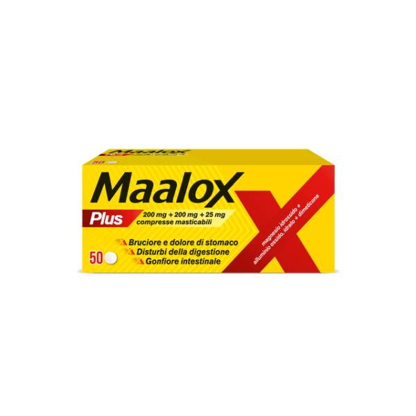 MAALOX PLUS 200 mg+200mg+25mg 50 compresse masticabili